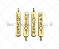 CZ Micro Pave LOVER Long Bar Pendant, Cubic Zirconia Strip Pendant, Gold Lover Bar,  Micro pave Bar shape pendant, 8x51mm, sku#LK136