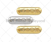 18k Dainty Gold F*CK On Oval Bar Connector/Pendant, Bracelet Necklace Oval Connector,7x23mm,Sku#L464