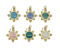 Enamel Round Flower Pendant, Sku#JD28