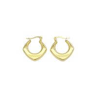 Plain Gold Chunky Rhombus Shape Hoop Earrings, Sku#LX469