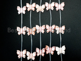 Light Pink MOP Carved Butterfly Beads, 16x20mm, Sku#T101