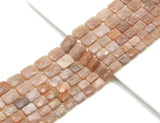 Natural Quality Peach Moonstone Faceted Rectangle Beads, Sku#HY1