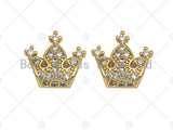 CZ Micro Pave Gold Spacer Crown Beads, Gold Crown Charm,  Crown Beads, Jewelry Findings, 15mm, sku#LK45