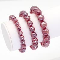 Mystic Red Agate Round Faceted Stretchy Bracelet, Sku#EF385