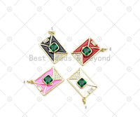 Enamel Colorful Cute Rectangle Folder Shape Pendant, 18K Gold Filled CZ Micro Pave Charm, Neckalce Bracelet Charm Pendant,Sku#LK509