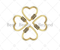 18K Gold Love Word On Heart Shape Screw Clasp, Heart Connector, Gold Carabiner Clasp,30x29mm, Sku#K172