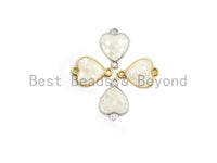 Natural White Heart Shape Connector with Gold/Silver Plated Edging, White Shell Beads, Natural Shell Findings, 10x14mm,SKU#Z277