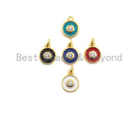 Enamel Colorful Dangle Charm, CZ Micro Pave Oil Drop pendant, White/Black/Red/Turquoise/Blue Enamel pendant,8x11mm,sku#F1057