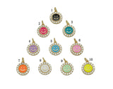 CZ Enamel Round Smiley Face Charm, Sku#F1477