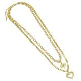 Ovla Cuban Link Chain necklace with heart pendants Layering