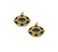 Black Enamel Evil Eye Oval Charm, Sku#Y699