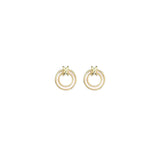 Gold White Mother of Pearl Circle With Knot Stud Earrings, S