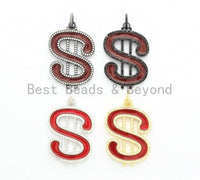 30x44mm Large Enamel Red Letter S Pendant,CZ Micro Pave Oil Drop Music Symbol pendant,Enamel pendant,Enamel Jewelry,sku#F584