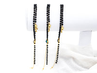 Black Beaded Star choker with Y-Drop, Dainty Gold Black Choker, Black Rosary Choker, Pearl Choker, Short Necklace, Y-Drop Necklace, SKU#P5