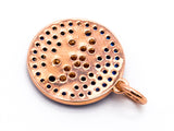 Cobalt CZ Micro Pave Lotus Flower on Disc Round Charm/Pendant, Cobalt CZ in Gold Rose, Black Gold, Silver Finish, Lotus Charm 16mm, sku#Y24
