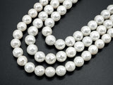 6/8mm/10mm/12mm/14mm Quality White Mother of Pearl, Mop Shell, White Shell, Pearl, Round 128 Faceted Gemstone Beads, 15inch strand, SKU#T66