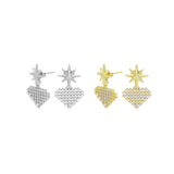 Gold Silver North Star Heart Earrings, Sku#A162