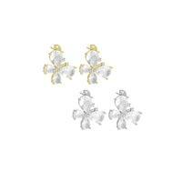 Clear Crystal CZ Butterfly Earrings, Sku#A168