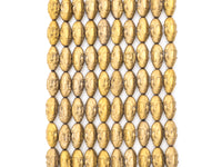 Natural Hematite Matt Gold Long Oval Shaped Beads, Old Man Head Carved, Metallic Gold Gemstone Beads, 8x16mm,8'' Full Strand, Sku#W54