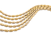 Natural Hematite Matt Gold Long Oval Shaped Beads, Old Man Head Carved, Metallic Gold Gemstone Beads, 8x16mm,8'' Full Strand, Sku#W54