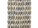 Natural Hematite Matt Light Blue Long Oval Beads,Old Man Head Carved, Oval Metallic Gemstone Beads 8x16mm , 8'' Full Strand, Sku#W57