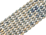 Natural Hematite Matt Light Blue Long Oval Beads,Old Man Head Carved, Oval Metallic Gemstone Beads 8x16mm , 8'' Full Strand, Sku#W57