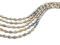 Natural Hematite Matt Light Blue Long Oval Beads,Old Man Head Carved, Oval Metallic Gemstone Beads 8x16mm , 8'' Full Strand, Sku#W57
