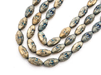 Natural Hematite Matt Light Blue Long Oval Beads,Old Man Head Carved, Oval Metallic Gemstone Beads 8x16mm , 8'' Full Strand, Sku#W57