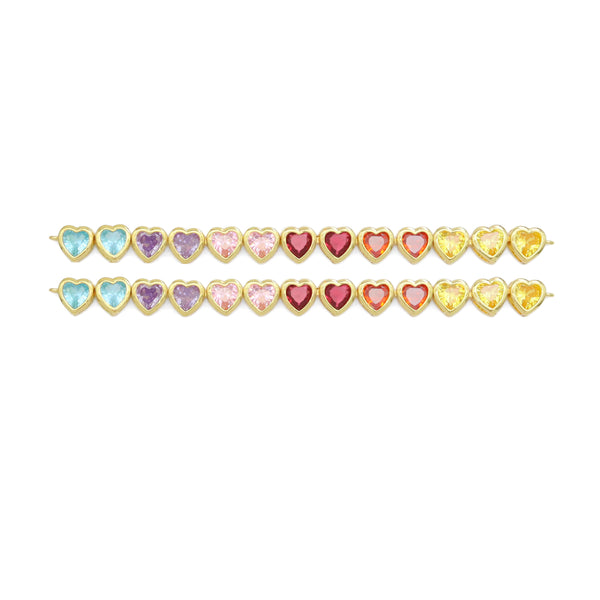 Colorful CZ Heart Connector Pendant, Sku#A170