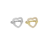 Clear CZ Open Heart Gold Silver Adjustable Ring, Sku#A172