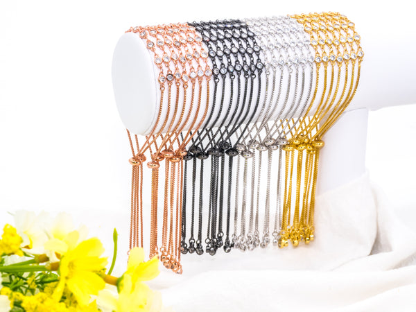 CZ Sliding Adjustable Bracelet,Sku#E357