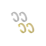 Diamond CZ Gold Silver Hoop Earrings, Sku#A192