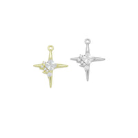 Gold Silver Clear CZ North Star Charm, Sku#A193