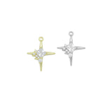 Gold Silver Clear CZ North Star Charm, Sku#A193