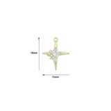 Gold Silver Clear CZ North Star Charm, Sku#A193