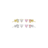 Clear Pink Heart CZ Gold Silver Stud Earrings, Sku#A205