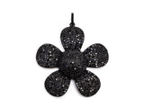 48x58mm CZ Micro Pave Large Daisy Flower Pendant, Black Cubic Zirconia Pave Mega Floral Pendant in Gold Black Finish,sku#F355