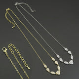 Gold Chain Baguette CZ Heart Connector Pendant Necklace, Sku#A210
