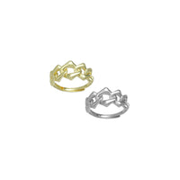 Gold Silver Chain Link Adjustable Ring, Sku#A224