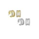 Gold Clear CZ Multiline Huggie Earrings, Sku#A226