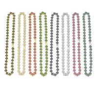 Clear Pink Black CZ Clover Flower Adjustable Necklace, Sku#A229