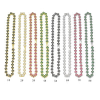 Clear Pink Black CZ Clover Flower Adjustable Necklace, Sku#A229