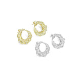 Gold Silver Twisted Hoop with Diamond Stud Earrings, Sku#A242