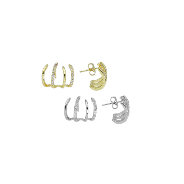 Gold Silver Claw Earrings, Sku#A243
