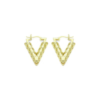 Gold V Shape Geometry Huggie Earrings, Sku#A249