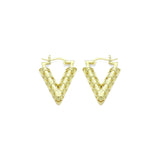 Gold V Shape Geometry Huggie Earrings, Sku#A249