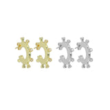 Gold Silver Spike Flower bud huggie Earrings, Sku#A250