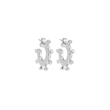 Gold Silver Spike Flower bud huggie Earrings, Sku#A250