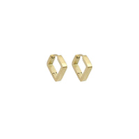 Gold Square Shape Geometry Huggie Earrings, Sku#A254