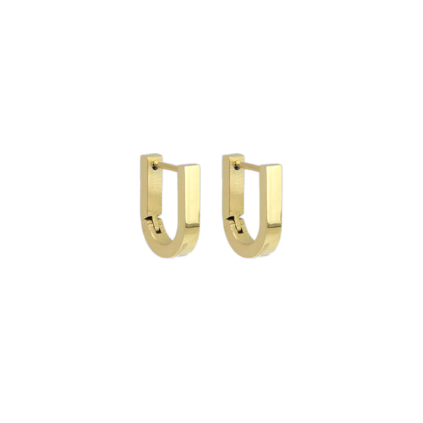 Gold U Horseshoe Geometry Huggie Earrings, Sku#A255
